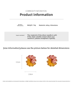 Detailed view of vintage flower earrings with size and weight measurement specs