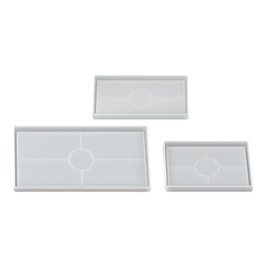 Set of three rectangular resin silicone molds for DIY jewelry and serving trays