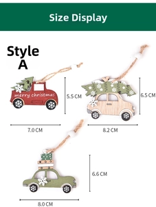 Detailed dimension guide for Christmas wooden car and tree ornaments in various sizes