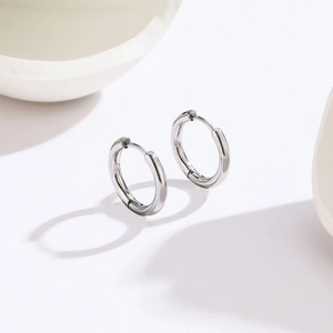 Polished silver titanium steel 2.5mm hoop earrings for a minimalist and modern fashion look