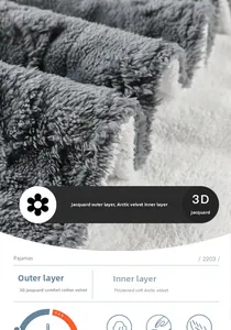 Close-up of double-layer flannel robe fabric with 3D jacquard and polar fleece lining