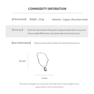 Detailed size chart for cubic zirconia cross ring necklace with 49.2cm copper chain length