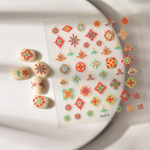Stickers à ongles 3D bohèmes avec des motifs de mandalas et fleurs géométriques