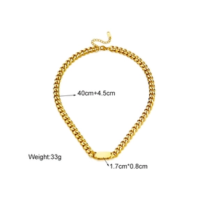 Chunky gold titanium steel chain necklace with adjustable 40cm plus 4.5cm length measurements