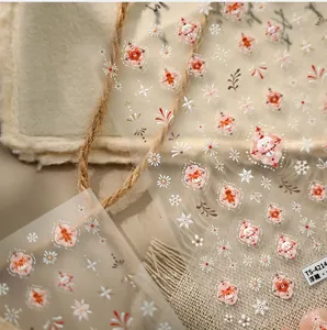 Details der geprägten 3D-Nagelaufkleber TS-4214 mit Weihnachts-Schneemann- und Lebkuchenmotiven