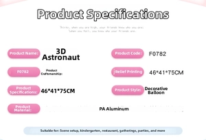 Detailed size specifications for 3D astronaut balloon in 46x41x75cm aluminum material