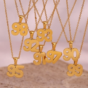 Classic 18K gold plated stainless steel necklaces featuring 90s birth year pendants