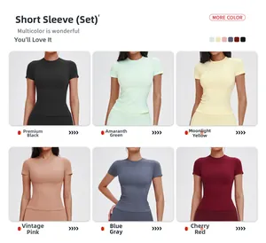 Vue détaillée en grille montrant six couleurs de l'ensemble de sport sans coutures