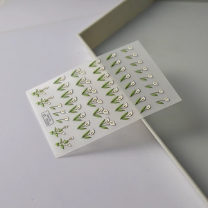 5D embossed calla lily flower nail art sticker TS-033 with textured white and green design