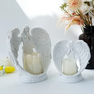 Nordic white angel candle holder set of two for romantic living room decor