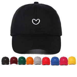 Baseballkappe Baumwolle Herz Stickerei Weiches Oberteil Verstellbar Sonnenhut Outdoor Casual Vintage