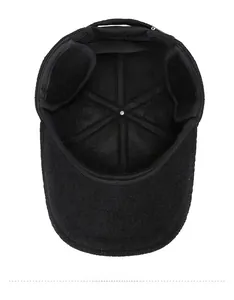 Close-up of thickened fleece lining and earflap details on a men's winter cap