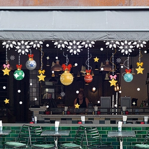 Christmas Window Clings Snowflakes Balls Stars PVC Static Stickers Double Sided Decoration For Glass Shop Home Holiday