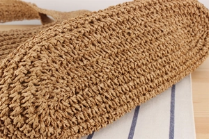 Détail macro du tissage complexe en corde de papier et de la texture au crochet du sac