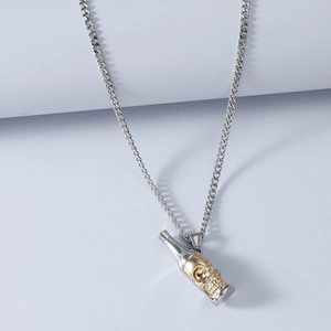 Unique skull bottle opener necklace for men with gold and silver metallic finish