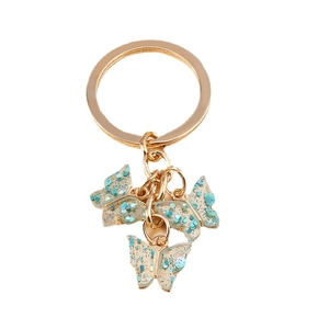 Sweet acrylic butterfly keychain with blue glitter charms for handbags and backpacks