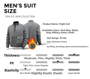 Detail view of men's padded flight jacket showing lining texture and utility pockets