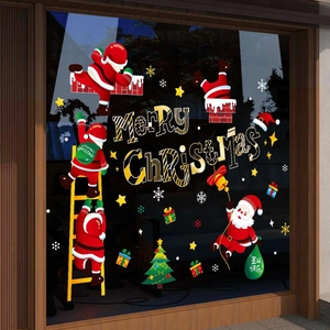 Stickers Père Noël pour fenêtres avec texte Merry Christmas pour décoration festive vitres