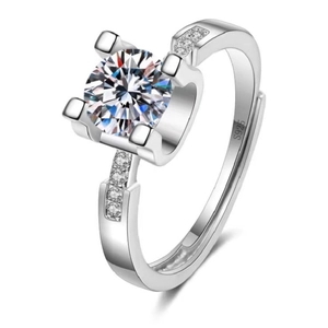 Detailed close-up of S925 hallmark on the silver crown ring with six-prong zircon