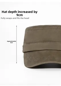 Detail shot of military cap showing 9cm depth and high-quality cotton canvas stitching
