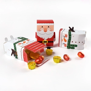 3D Santa Claus and Snowman Christmas candy gift boxes with festive holiday patterns