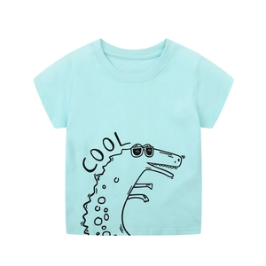 Boys light blue short sleeve dinosaur t-shirt and shorts summer cotton set