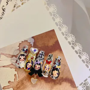Japanese circus style 5D embossed nail stickers with hand-painted character art