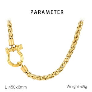 Detailed parameter display for 450mm gold horseshoe buckle stainless steel chain necklace