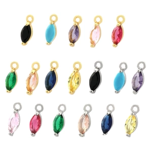 18K gold plated marquise zircon pendants in various vibrant crystal colors for DIY jewelry