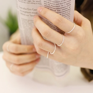 Elegant S925 sterling silver ultra-thin rings stacked on finger for women