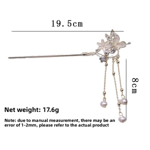 Spécifications détaillées de taille pour l'épingle à cheveux papillon à franges
