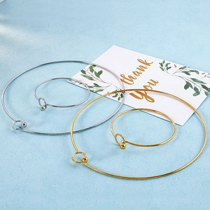 Minimalist gold and silver stainless steel choker and bangle set with ball clasp