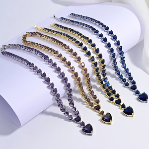 Elegant Heart Pendant Necklace Copper Inlaid Zircon Luxury Choker Jewelry Fashion Statement Romantic For Women