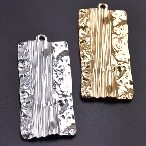 Textured 18k gold and silver rectangle 304 stainless steel pendants for necklaces