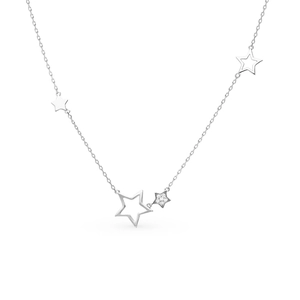 Elegant S925 sterling silver star necklace with zircon pavé pendant on a white background