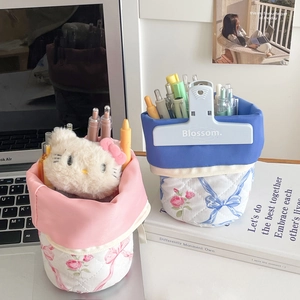 Schattige florale staande pennenzak met strikpatroon voor studenten en meisjes nu