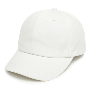 Classic white kids baseball cap featuring cotton twill fabric and curved brim structure
