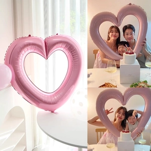 Heart Shaped Hollow Aluminum Foil Balloon Metallic Party Decoration For Wedding Valentine Birthday