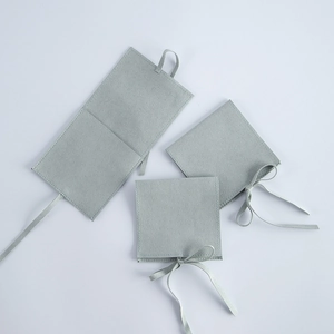 Weiche Filz Schmucktasche Set, elegante grau-grüne Umschlagtasche für Ringe Uhren Geschenk.