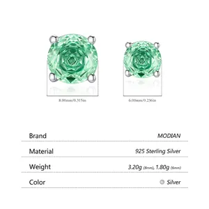 Luxury 925 sterling silver stud earrings with sparkling round green paraiba gemstones