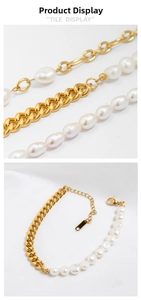 Vue détaillée du bracelet gourmette en or 18K et perles d'eau douce irrégulières