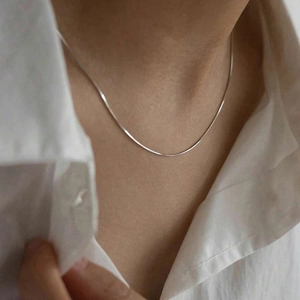 Minimalist 18k gold plated stainless steel snake chain necklace for elegant women