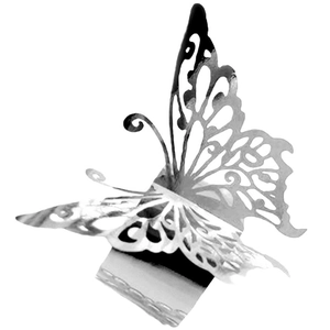 Elegant silver 3D hollow butterfly napkin ring with reflective metallic finish