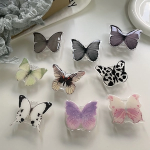 Butterfly Phone Grip Acrylic Resin Retractable Foldable Adhesive Universal Stand For Smartphone Women Fashion