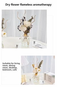 Detail of eternal rose reed diffuser with textured glass bottle and elegant white ribbon