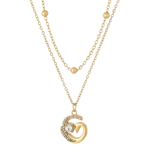 Elegant 18K gold-plated double-layer necklace with swan pendant and sparkling crystals