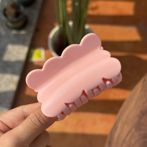 Pink matte candy color cloud wave hair claw clip for women elegant hairstyling accessory
