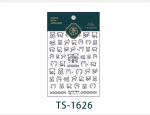 Detail of 3D embossed nail stickers featuring cute bear designs and hearts TS-1626