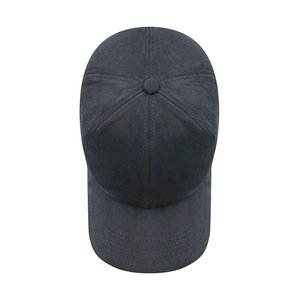 Winter dark grey velvet baseball cap with fleece lining and premium suede texture