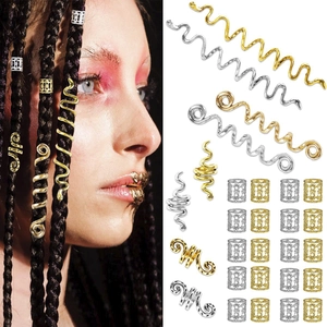 Alloy Braid Hair Jewelry Loc Accessories Metal Dreadlock Clips Spiral Coil Snake Shape Hollow Cuffs For Braiding DIY Styling